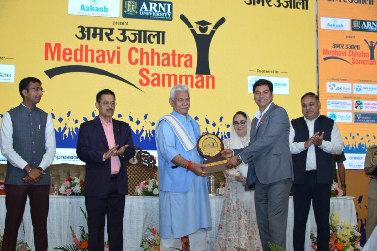 Manoj Sinha Felicitates Showkat Hussain Khan for Transforming Kashmir’s Educational Landscape